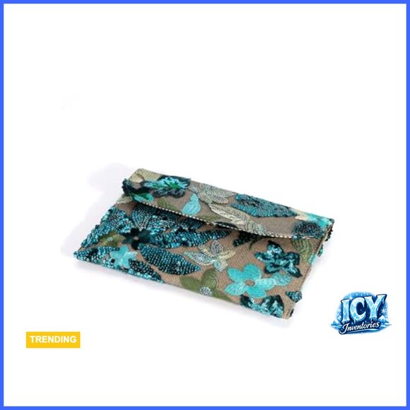 Polyester Blend Floral Embroidery Sequin Evening Clutch Bag